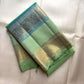 Fresh Pistachio Green Kanchi Pattu silk saree, body weave texture close-up — Idam Living