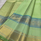 Fresh Pistachio Green Kanchi Pattu silk saree — full front view, rettapet weave — Idam Living