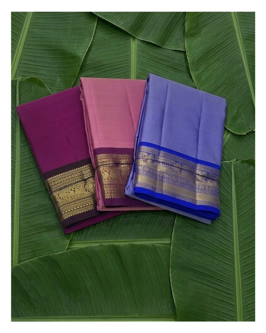 Orchid pink lightweight pure silk Kanchipuram saree with deep plum varisaipet border — Idam Living