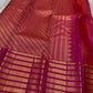Chevron floral gold zari rows on fuchsia pink Kanjeevaram pure silk saree border — Idam Living