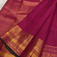 Fuchsia Pink Handwoven Pure Silk Kanchipuram Saree with Zari Kattam and Mayil Butta Rudhraksham Border