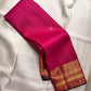 Fuchsia Pink Handwoven Pure Silk Kanchipuram Saree with Zari Kattam and Mayil Butta Rudhraksham Border