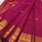 Fuchsia Pink Handwoven Pure Silk Kanchipuram Saree with Zari Kattam and Mayil Butta Rudhraksham Border
