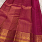 Fuchsia Pink Handwoven Pure Silk Kanchipuram Saree with Zari Kattam and Mayil Butta Rudhraksham Border