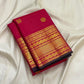 Fuchsia pink Kanchipuram silk saree, Zari Kattam grid folded view