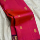 Fuchsia pink Korvai Kanchipuram silk saree, full front view