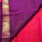 Fuchsia pink Korvai Kanjivaram silk saree, draped view