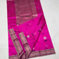 Lustrous vivid pink Pattu Silk Chanderi fabric showing tonal colour variation.
