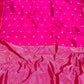 Fuchsia pink Pure Silk Chanderi saree with floral buttas across the body
