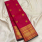 Fuchsia pink pure silk Zari Kattam Kanchipuram saree, draped front view