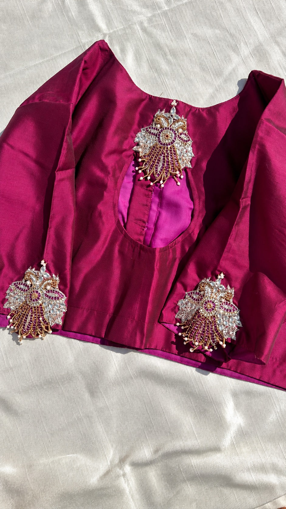 Gandaberunda two-headed eagle embroidered pure silk blouse by Idam Living