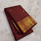 Deep Garnet Maroon Handwoven Pure Silk Kanchi Pattu Vairaoosi Saree with Gold Zari Buttas and Traditional Medallion Border