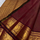 Deep Garnet Maroon Handwoven Pure Silk Kanchi Pattu Vairaoosi Saree with Gold Zari Buttas and Traditional Medallion Border