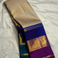 Gold beige Korvai KanchiPattu silk saree folded, full view