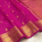 Gold medallion zari border detail on the Rani pink Kanchipuram Zari Kattam saree