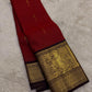 Vermilion Red Handwoven Pure Silk Kanjivaram Saree with Gold Buttas and Deep Brown Peacock Zari Border