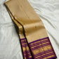 Gold and Purple Handwoven Pure Silk Kanchipuram Saree with Varisaipet Peacock Border
