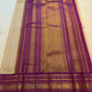 Gold and Purple Handwoven Pure Silk Kanchipuram Saree with Varisaipet Peacock Border