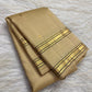 Ivory Gold Handwoven Pure Silk Kancheepuram Rettapet Saree with Dark-Edged Gold Zari Border