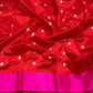 Red Chanderi silk saree with small scattered gold-toned woven accents