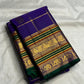 Royal Purple pure silk Kanchipuram saree — gold zari checks