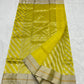 Sunlit Turmeric Yellow Diagonal Zari Katan Silk Chanderi Saree, luminous silk texture close-up