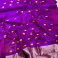 Orchid purple Chanderi Pattu Silk saree, alternate view of the saturated purple body with small saffron and ivory florals.