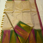 Golden ivory Kancheepuram silk saree ettukol pallu — Idam Living