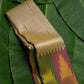 Golden ivory handwoven Kancheepuram pure silk saree with self-colour ettukol border on banana leaf — Idam Living