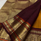 Golden Mustard Kanchi Pattu Saree — maroon border with large circular gold zari medallions