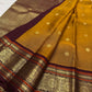 Golden Mustard Kanchi Pattu Saree — pallu detail with burnt-orange silk-thread accents