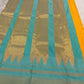 Golden Mustard Lightweight Pure Silk Kanchipuram Silk Thread Kattam Saree with Turquoise Blue Border
