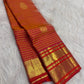 Displayed pallu of Vairaoosi saree showing richly woven zari lattice work and decorative Rudhraksham motifs.