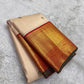 Golden sandal Kancheepuram saree with Korvai red border and Gandaberunda pallu — Idam Living