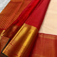 Golden sandal Kanjipuram pure silk saree with Korvai construction and meena Kamalam butta — Idam Living