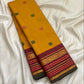 Golden turmeric Kanchipuram Butta saree with gold zari yaanai (elephant) motifs — Idam Living.