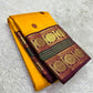 Golden yellow Kanjivaram Korvai pure silk saree overview