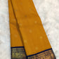 Golden Yellow Handwoven Pure Silk KanchiPattu Saree with Navy Korvai Zari Border
