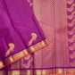 Handwoven Vadamalli purple pure silk Kanchipuram saree with gold Kili buttas and floral scroll zari band