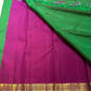 Green Butta pure silk Kancheepuram saree with magenta-gold border — full overview — Idam Living