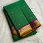 Pallu detail showing magenta ground with gold zari edge, green Kancheepuram saree