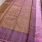 green kattam silk pleats with lavender border detail pure kanchipuram silk saree