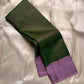 green kattam weave body with lavender contrast border pure kanchipuram silk saree