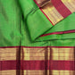 Leaf green handwoven Kancheepuram silk with gold Zari Kattam checks