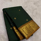 Emerald green handloom pure silk saree with gold zari display – Idam Living