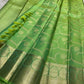 Fresh Green Handwoven Pure Silk Kanchipuram Saree with Floral Jaal Weave