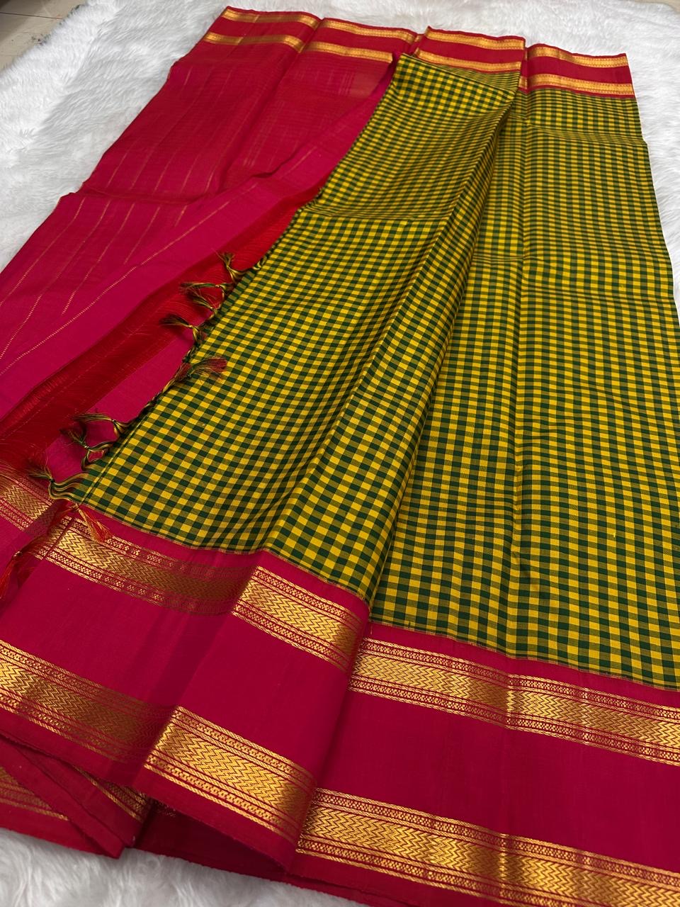 Green Handwoven Pure Silk Kanchipuram Saree with Kanchi Kattam Weave and Rettapet Border