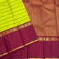 Kili Pachai Green Handwoven Pure Silk Kanjipuram Saree with Rettapet Border and Veldhari Stripes, folded saree presentation