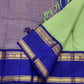 Pistachio Green Handwoven Pure Silk Kancheepuram Kanchi Kattam Saree with Neelam Blue Gold Zari Border