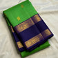 Jewel-toned Pachai Green and Deep Royal Purple Pure Silk Kanjivaram saree